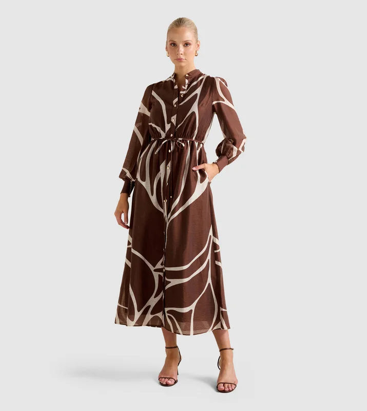 فورايفر نيو SAMARA Long Sleeves Midi Dress